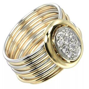 Damiani 10 Link Vintage Ring K18 yellow gold/K18 white gold/Pave diamond #...